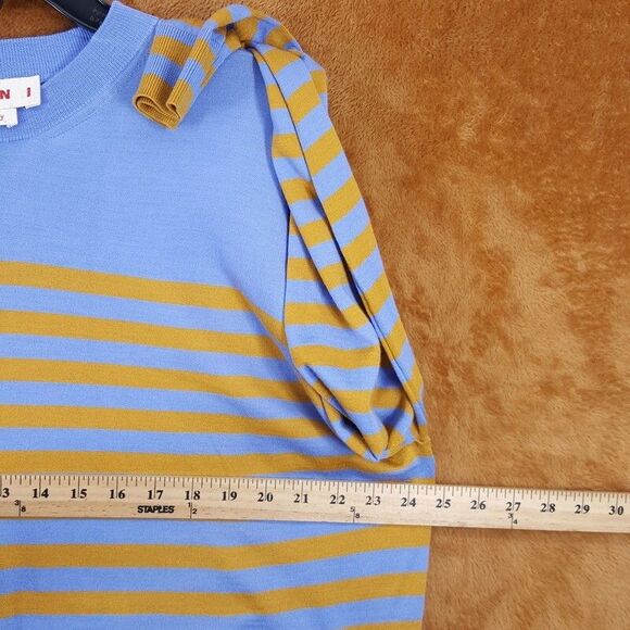 MARNI Sweater Mens Size 50 Blue Orange Stripe Pullover Lightweight Wool $975 - Picture 7 of 9